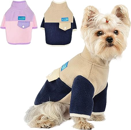 Photo 1 of 2 Pack Dog Sweaters for Small Dogs Chihuahua Fleece Clothes XXS~S Winter Warm Puppy Sweaters Boys Girls Tiny Dog Outfits for Teacup Yorkie Puppies Extra Small Breed Costume (X-Large Bust 18.11")
