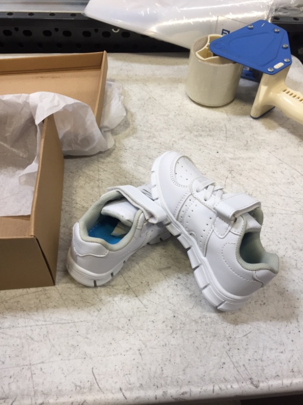 Photo 3 of JABASIC Kids White Hook and Loop School Uniform Sneaker 7 Toddler All White