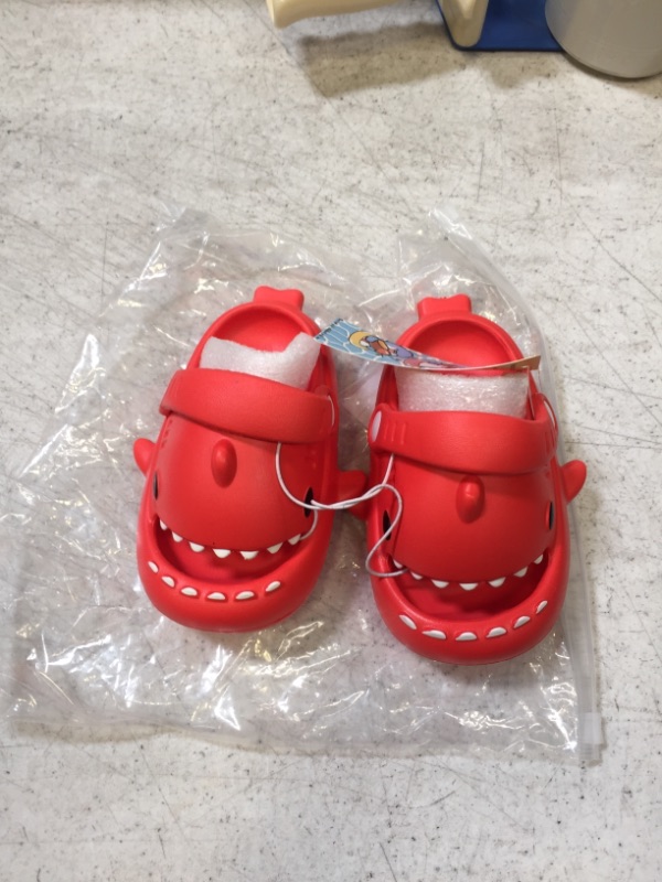 Photo 2 of KALAKIDS Kid's Cute Garden Shoes Cartoon Shark Clogs Toddler Sandals Boys Girls Slide Non-Slip Outdoor Indoor Summer Slippers Water Shoes 6-6.5 Toddler Red