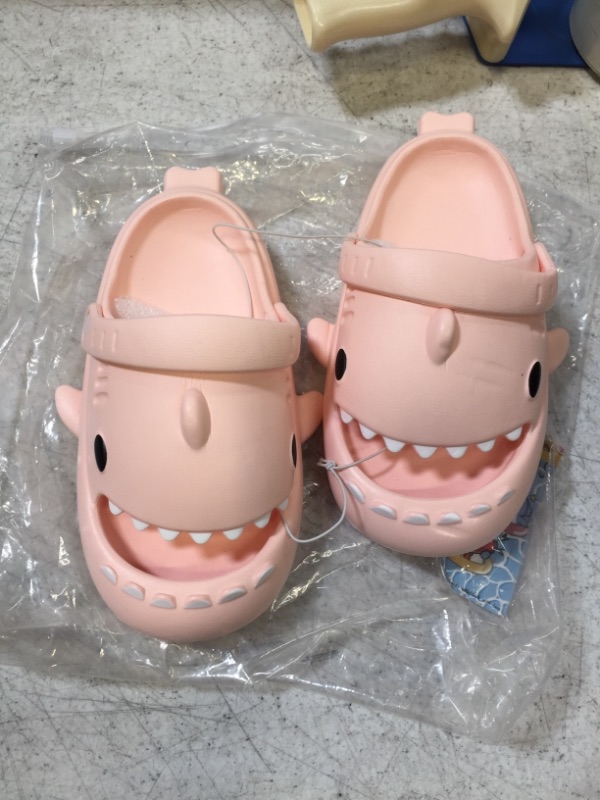 Photo 2 of KALAKIDS Kid's Cute Garden Shoes Cartoon Shark Clogs Toddler Sandals Boys Girls Slide Non-Slip Outdoor Indoor Summer Slippers Water Shoes 5-5.5 Toddler Pink