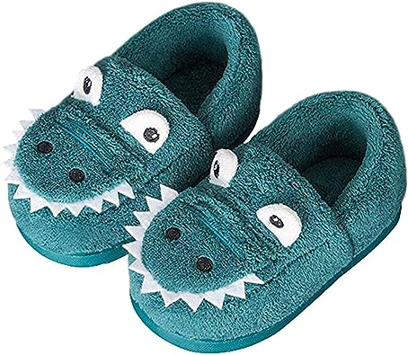 Photo 1 of Girls Boys Home Slippers Warm Dinosaur House Slippers for Toddler Fur Lined Winter Indoor shoes