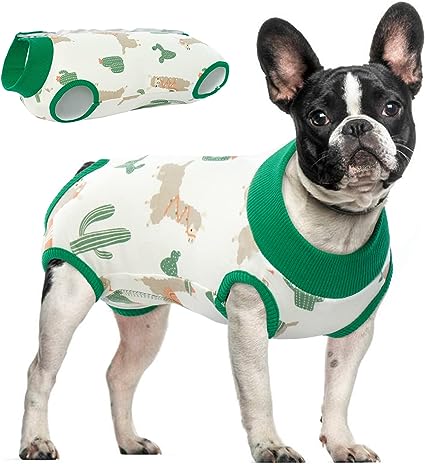 Photo 1 of Dog Recovery Suit After Surgery, Surgical Neuter Spay Recovery Shirt, Anti-Licking Pet Bodysuit Cute Cartoon Dog Onesies, Substitute E-Collar & Cone, Large
