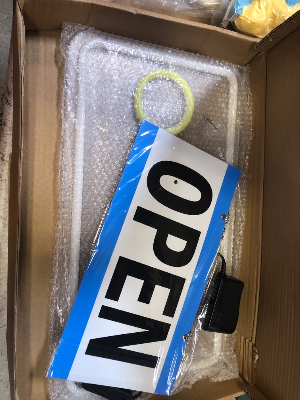 Photo 1 of LED Open Sign for Business, FOOPPLY LED Neon Signs for Shop Windows and Doors of Shop, Bar, Restaurant, LED Letters with Open/Closed Sign and Business Hours Signs (Warm Vertical Open)