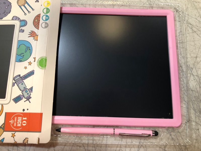Photo 3 of LCD Writing Tablet for Kids, 10 Inch Drawing Tablet Board with Magnetic Stylus for Phone Tablet, Reusable Doodle Board Educational Gifts Toddler Drawing Pad for 3~8 Years Old Boys Girls (Pink) Colorful 10 inch Screen-Pink
