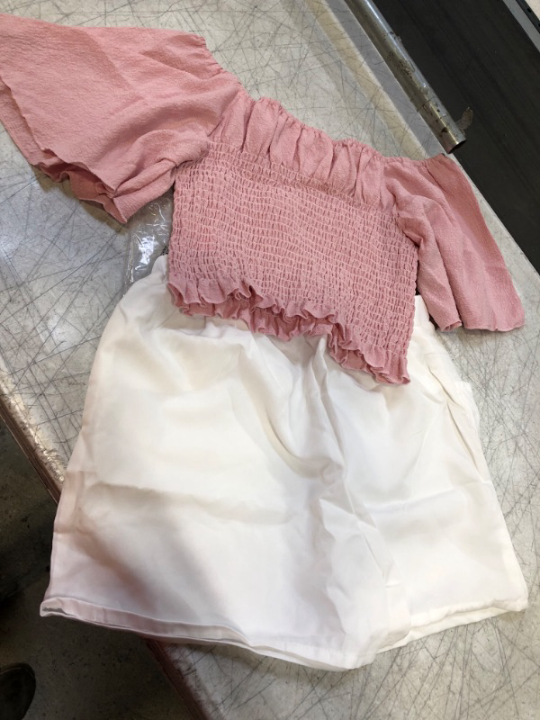 Photo 2 of blibean Girl Summer Clothes Set Solid Top Short Pant 6-15 Years Old (PINK -  XXL)