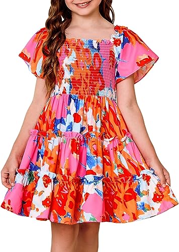 Photo 1 of blibean Tween Girl Elegant Summer Boho Dress Gradient Printed 4-13 Years (XXL)