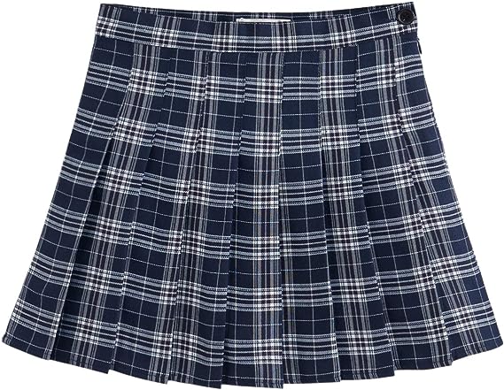 Photo 1 of chouyatou Women's High Waist A-Line Flared Mini Skater Skirt with Zipper Closure (X-Large, 661-Navy)