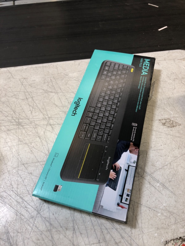 Photo 2 of Logitech K400 Plus Wireless Touch With Easy Media Control and Built-in Touchpad, HTPC Keyboard for PC-connected TV, Windows, Android, Chrome OS, Laptop, Tablet - Black PLUS Floral (FACTORY SEALED)