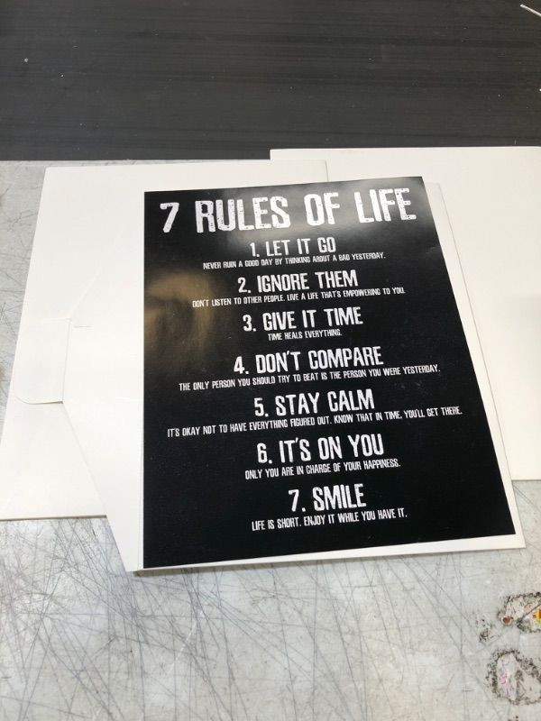 Photo 1 of 7 Rules of Life Motivational Poster - Printed on Premium Cardstock Paper - Sized 11 x 14 Inch - Perfect Print For Bedroom or Home Office 3 PACK 