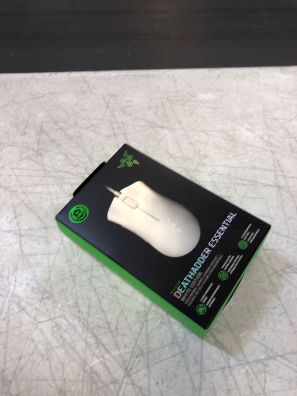 Photo 3 of Razer DeathAdder Essential Gaming Mouse: 6400 DPI Optical Sensor - Mercury White + Razer Mouse Grip Tape - Anti-Slip Grip Tape - Self-Adhesive Design (SERIAL NUMBER IS CUT OFF, FACTORY SEALED)