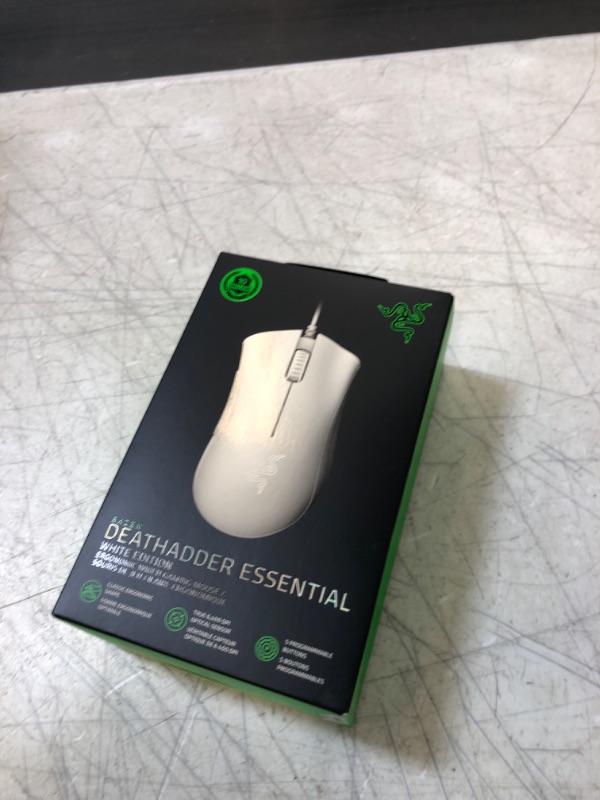 Photo 4 of Razer DeathAdder Essential Gaming Mouse: 6400 DPI Optical Sensor - Mercury White + Razer Mouse Grip Tape - Anti-Slip Grip Tape - Self-Adhesive Design (FACTORY SEALED)