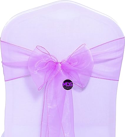 Photo 1 of  Organza Chair Sashes Bow Sash for Wedding and Events Supplies Party Decoration Chair Cover sash -Light Purple