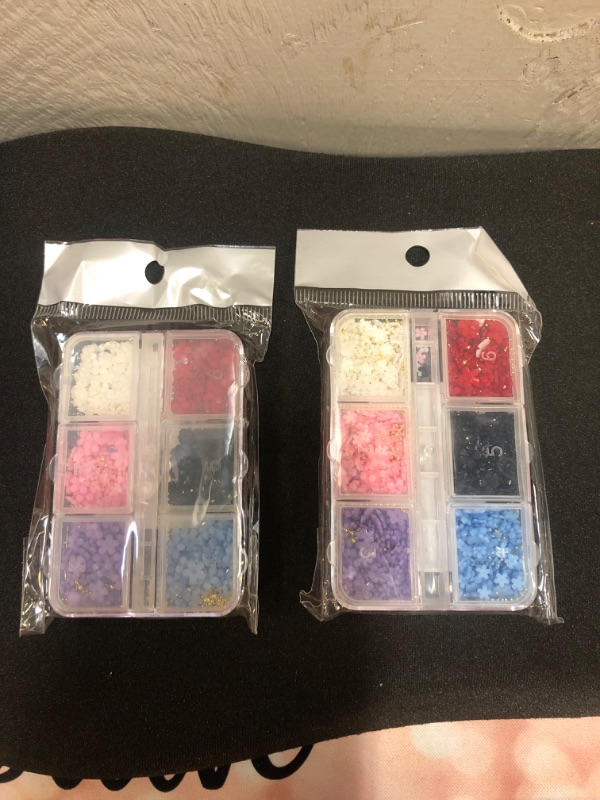 Photo 1 of 6 Grids Flowers Acrylic Nails 3D Floral Nail Charms Glitter Clear Flower with Gold Nail Ball Beads Designs Resin Flowers for Nail Art Decoration & DIY Crafting Desig   2 PACKS 