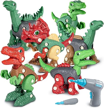 Photo 1 of 6 Pack Take Apart Dinosaur Toys for Kids 3-14 Years, Educational Construction Building Toy with Electric Drill for Toddlers, Tyrannosaurus & Triceratops Play Set, Motor Skill Toy Gift for Boys Girls