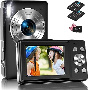 Photo 1 of Digital Camera, FHD 1080P Digital Camera for Kids with 32GB Card, 16X Zoom, 2 Batteries, 44MP Compact Point and Shoot Cameras Portable Small Digital Camera for Teens, Students, Boys Girls (Black