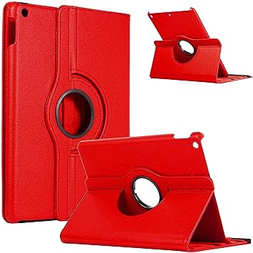Photo 1 of Rotating Case for iPad Pro 12.9-inch 1st & 2nd Generation (2015/2017), Techcircle Slim Premium PU Leather Smart Cover Multi-Angle Viewing Stand Folio Magnetic Hard Shell Protective Case, Red