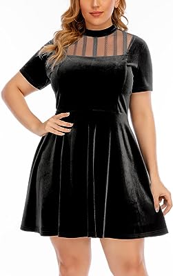 Photo 1 of Aksbgg Women's Plus Size Lace Cocktail Dress Summer Sexy Short Sleeve Party Mini Dress for Wedding Guest  SIZE 4XL 