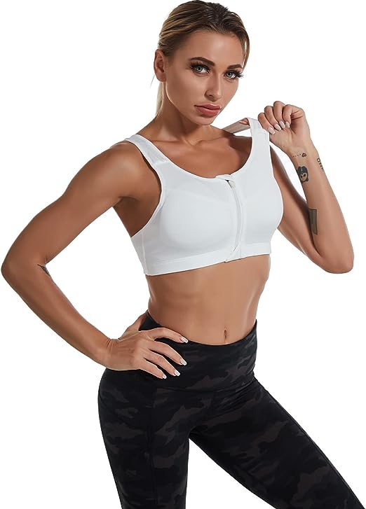 Photo 1 of ANUFER Womens 1 Pack High Impact Sports Bra - Zip Front - Wirefree and Removable Pads - Racerback Yoga Sports Tank Top  size 5xl 