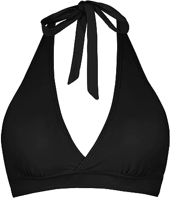 Photo 1 of  Supportive Halter Bikini Padded Push Up Ruched Bust Hook Back Swimsuit Bathing Suit Tops Only  SIZE SMALL 