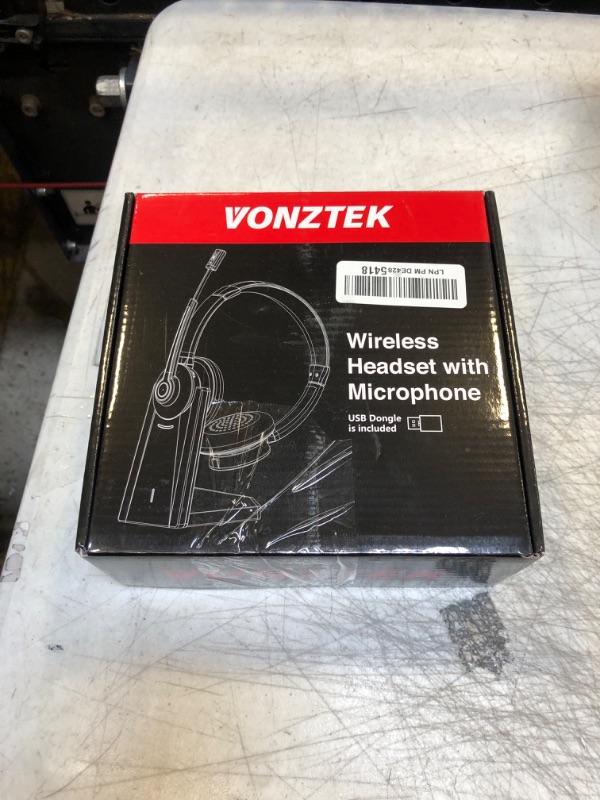 Photo 3 of Bluetooth Headset, Wireless Headset with Microphone Noise Canceling, On-Ear Headphones with Charging Base & USB Dongle, V5.0 Dual Connect Handsfree for Remote Work/Call Center/Online Class/PC/Laptop