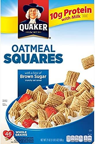 Photo 1 of   exp 01-2024-----------------Quaker Oatmeal Squares, Crunchy Oatmeal Cereal with a Hint of Brown Sugar,( 3 pack) crunchy oatmeal 1.31 Pound (Pack of 3)