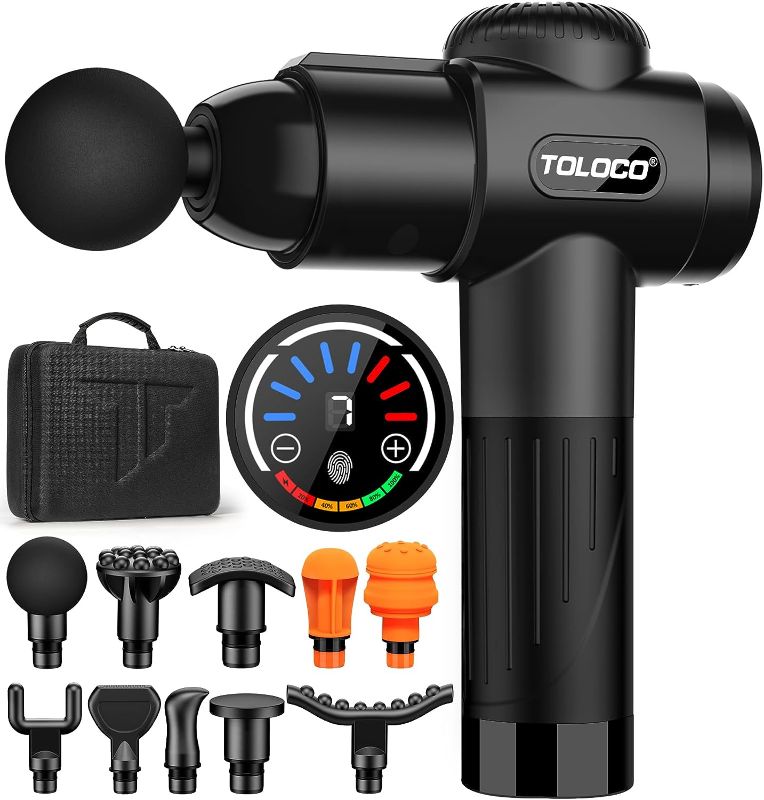 Photo 1 of 
TOLOCO Massage Gun, Muscle Deep Tissue Massager for Athletes for Any Pain Relief, 10 Massages Heads with Silent Brushless Motor, Gifts for Men&Women, Black