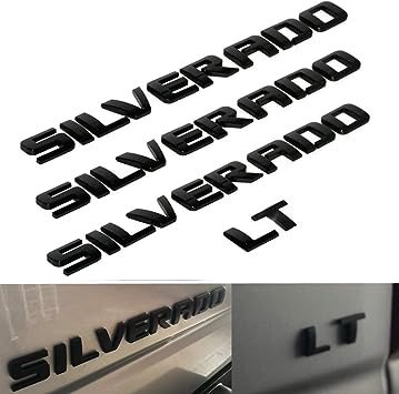 Photo 1 of 3D Raised and Strong Adhesive Decals Letters Badge Emblem Nameplate Compatible for Silverado LT 1500 2500Hd 3500Hd - Gloss Black