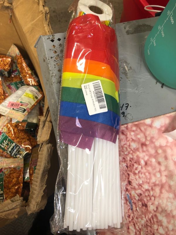 Photo 1 of 50 Pack LGBTQ Handheld Pride Flag and 500Pcs LGBTQ Pride Stickers, Gay Mini Handheld Rainbow Pride Flags, Gay Pride Rainbow Heart Stickers Bulk, Gifts for Lesbians Gay Pride Month Parade or Party