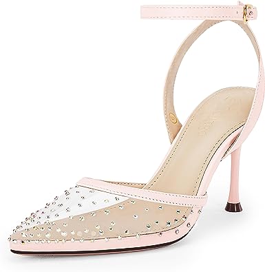 Photo 1 of 
Coutgo Womens Stiletto Heel Sandals Clear Rhinestone High Heels Slingback Transparent Ankle Strap Buckle Pointed Toe Dress Pump Shoes(Please Order a Size Larger) 10