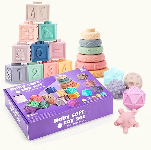 Photo 1 of 24 Pack Montessori Toys for Babies | 3 in 1 Baby Toys Bundle | Stacking & Nesting Toys | Baby Toys 6 to 12 Months |Teething Toys for Babies Upto-6 Months | Educational Toys