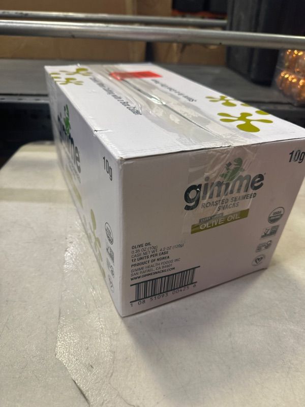 Photo 3 of 12Pack  gimMe - Extra Virgin Olive Oil - 12 Count Sharing Size - Organic Roasted Seaweed Sheets - Keto, Vegan, Gluten Free - Great Source of Iodine & Omega 3’s - Healthy On-The-Go Snack for Kids & Adults #6 Extra Virgin Olive Oil--Exp date 08-2023