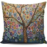 Photo 1 of 1Pc SALLEING Custom Fashion Home Decor Pillowcase Colorful Painting Trees Square Throw Pillow Cover Cushion Case 20x20 Inches One Sided Print