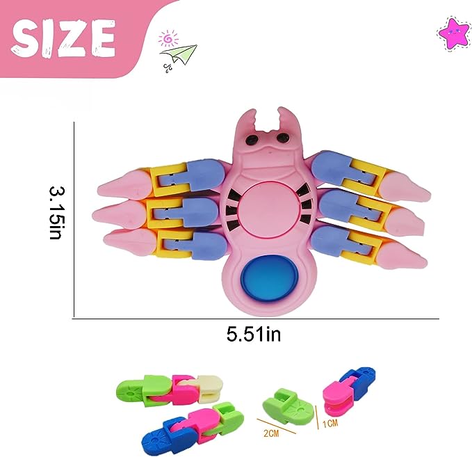 Photo 2 of  Pop Sensoy Fidget Spinners Toys Birthday Gifts Party Favors for Kids,Deformable Chain Crab for Stress Relief Toy,Pinata Goodie Bag Stuffers