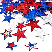 Photo 1 of  Patriotic Foam Stickers Red Blue Silver Glitter Star Foam Stickers for 4th of July Independence Day DIY Craft (450)