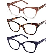 Photo 1 of AMOMOMA 3 Pack Retro Cat Eye Prescription Blue Light Blocking Reading Glasses for Women Stylish Computer Readers AM6034 Mix (+2.00 Magnification Strength)