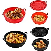 Photo 1 of 2Pcs Air Fryer Silicone Pot, 7.5 Inch Foldable Air Silicone Liners Basket Food Safe Non Stick Air Fryer Accessories, Reusable Kitchen Air Fryers Oven Microwave Round Tray Silicone Liners (red&black)