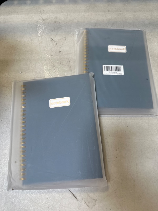 Photo 2 of 2Pack Double Spiral Ruled Notebooks, Large (6" x 8.5"), 100 GSM Thick Paper, 160 Pages, Hardcover (Dark Blue)