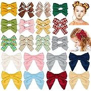 Photo 1 of  Hair Bows,Baby Girl Hair Bows Clips Cotton Linen Bows Assorted Fully Lined Toddler Hair Barrettes Accessories for Little Girls Kids Teens