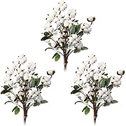 Photo 1 of 12 Pcs Wedding Cotton Stems 21 Inch Artificial Fake Cotton Flower Branches with Lambs Ear Leaves Decor Farmhouse Faux Cotton Plant Floral Small Cotton Branch******Factory Sealed