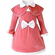 Photo 1 of AIKEIDY Toddler Baby Girl Christmas Outfits Velvet Pink Dress Long Sleeve Dress for Party Wedding Holiday
