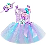 Photo 1 of  Mermaid Dress for Girls Birthday Party Gifts Clothes Holloween Tutu Princess Costume (Pastel Mermaid, 1-2 Years)