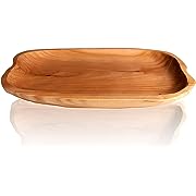 Photo 1 of  Wooden Tray for Decor, Rustic Wood Decorative Tray, Unique Handmade Wood Serving Platter Tray Plate, Large Wooden Fruit Tray for Snack Appetizer Display