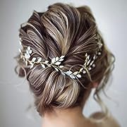 Photo 1 of Bride Crystal Wedding Hair Vine Gold Bridal Hair Piece Rhinestone Hair Accessories for Women and Girls HV113 (