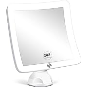 Photo 1 of Fabuday 20X Magnifying Mirror with LED Light, Upgraded Lighted Makeup Mirror with Magnification, Portable Magnified Travel Mirror for Bathroom, Square