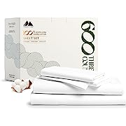 Photo 1 of 600-Thread-Count Egyptian Quality 100% Cotton Sheet - Queen Size Cooling Bedsheets for Hot Sleepers (White)