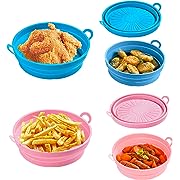 Photo 1 of 2-Pack Air Fryer Silicone Pot, 7.5 Inch Silicone Air Fryer Liners Basket, Reusable Air Fryer Liner, Food Safe Non Stick Air Fryer Accessories (pick&blue)