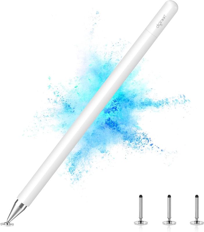 Photo 1 of Stylus for iPad, Digiroot Stylist Pen with Magnetism Cover Cap, Stylus Pen for Touch Screens/Apple/iPhone/iPad/Mini/Air/Android/Surface/Tablet/Laptop - (White)