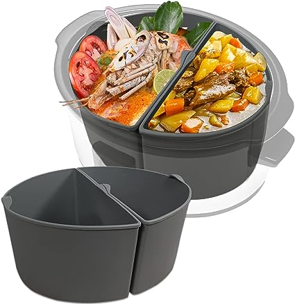 Photo 1 of 2 Pack Silicone Slow Cooker Liners Fit Crockpot 6-7 Quarts Oval Slow Cooker, Reusable Food Grade Silicone Slow Cooker Divider Liners,BPA Free,Easy Clean or Leakproof Dishwasher Safe Cooking Liner (Grey)