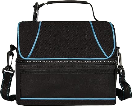 Photo 1 of  Insulated Double Deck Lunch Bag - Portable, Waterproof, and Reusable - Adjustable Shoulder Strap - Easy to Clean - Perfect for Office, Picnics, and More - Suitable for Men and Women