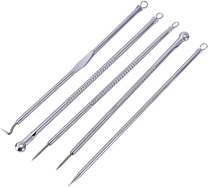 Photo 1 of 5Pcs Useful Double-End Blackhead Remover Kit Stainless Steel Blackhead Acne Pimple Acne Needle Five Sets Blackhead Remover Kit Ultra 2 pack